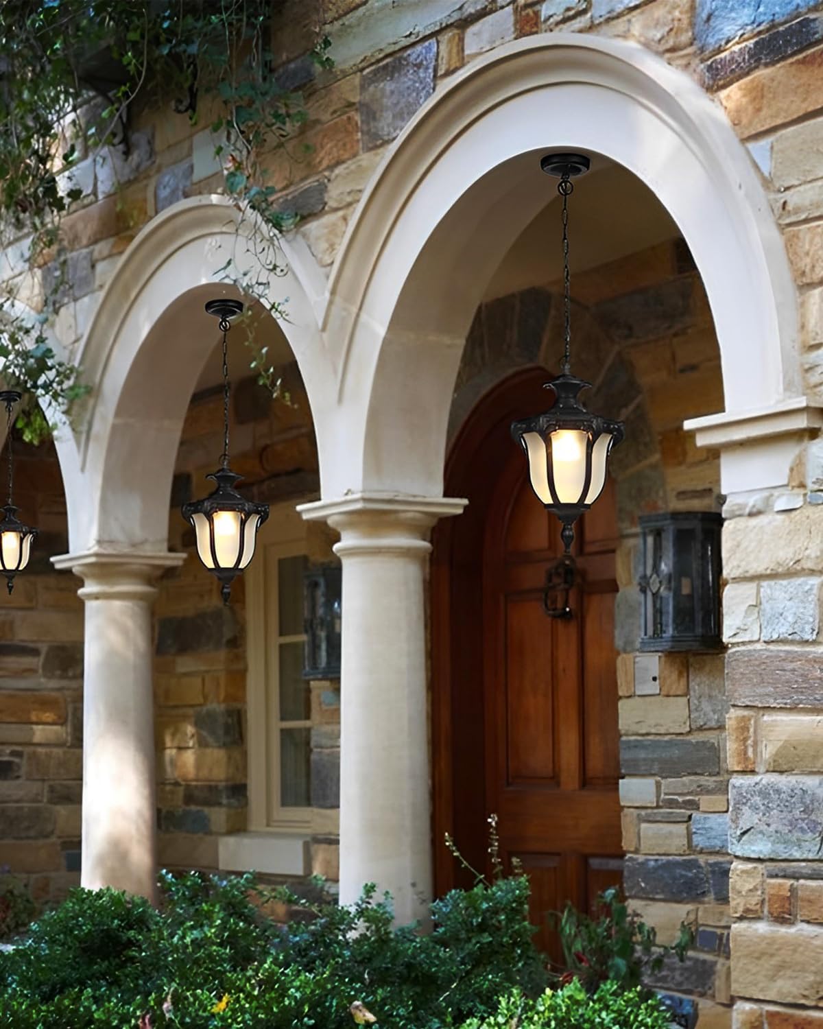 Rustic Victorian E26 Exterior Ceiling Pendant Light American Outdoor Waterproof Chandelier Garden Corridor Grape