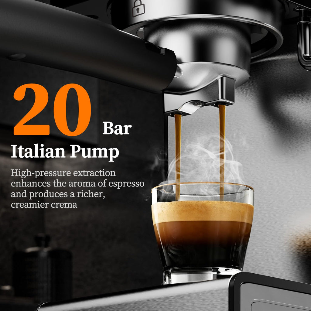 20 Bar Espresso Machine with Milk Frother, Cold Brew, Touch Screen