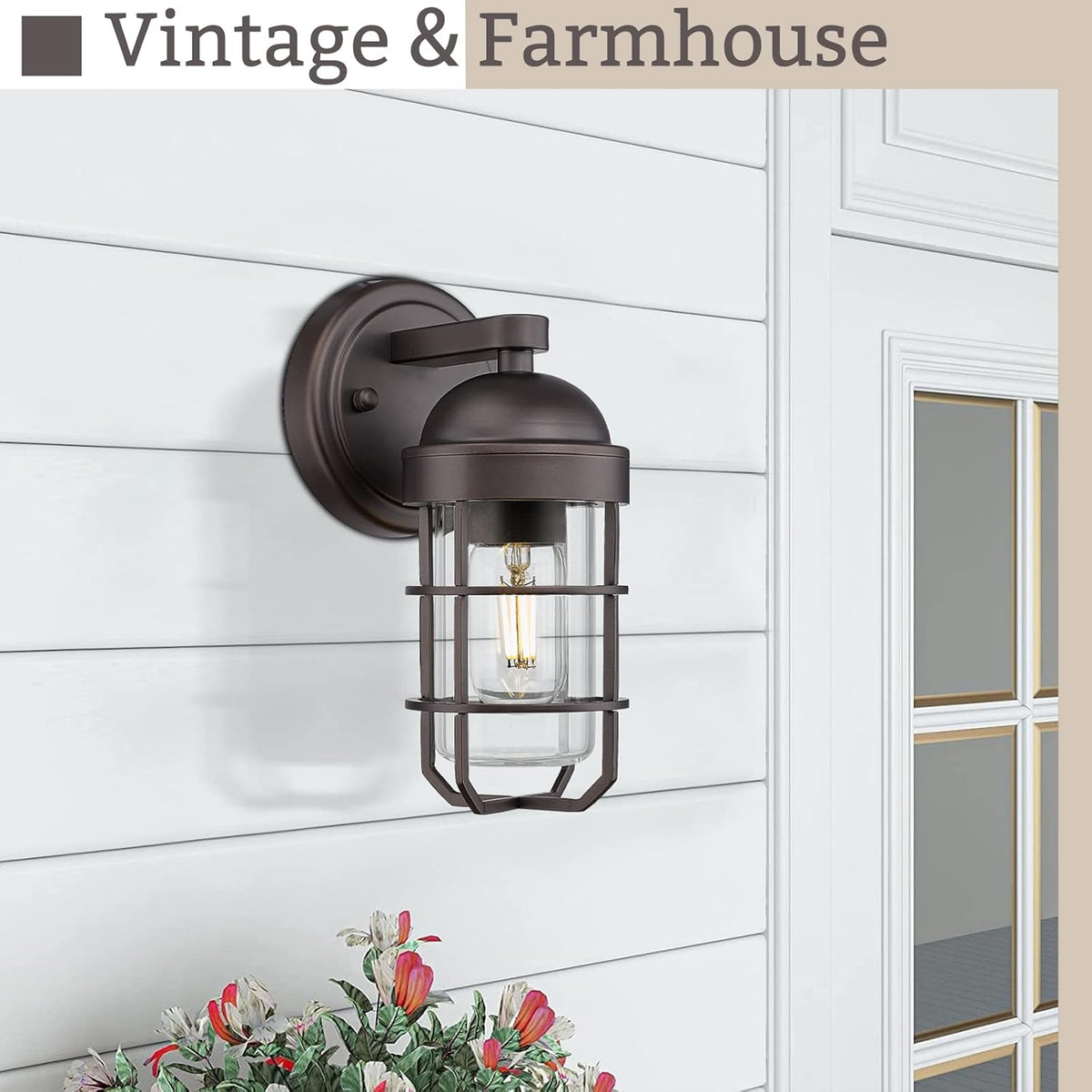 Farmhouse Outdoor Wall Light for House Porch, Vintage Exterior Wall Lantern