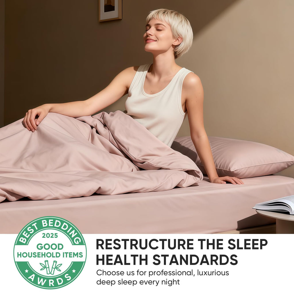 Real 100% Viscose Derived from Bamboo Sheets Set, Cooling & Silky Soft for Hot Sleeper, Breathable &