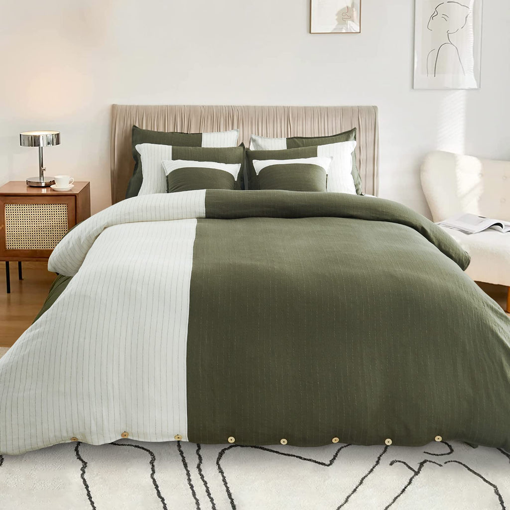 Deco 100% Linen Duvet Cover Set-Twin Size, 2Pcs Washed French Flax Comforter Cover Set with Pillow Sham Breathable