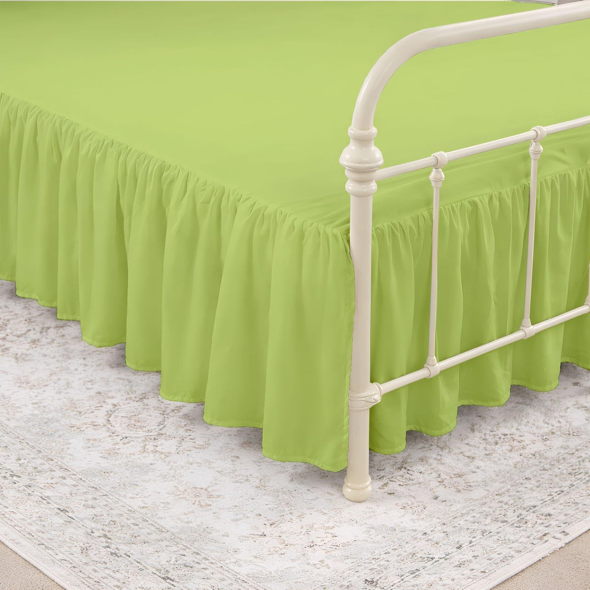 Ruffled Bed Skirt with Split Corners, 100% Microfiber Hotel Quality, 18 Inch Drop Dust Ruffle Gathered Bedskirt