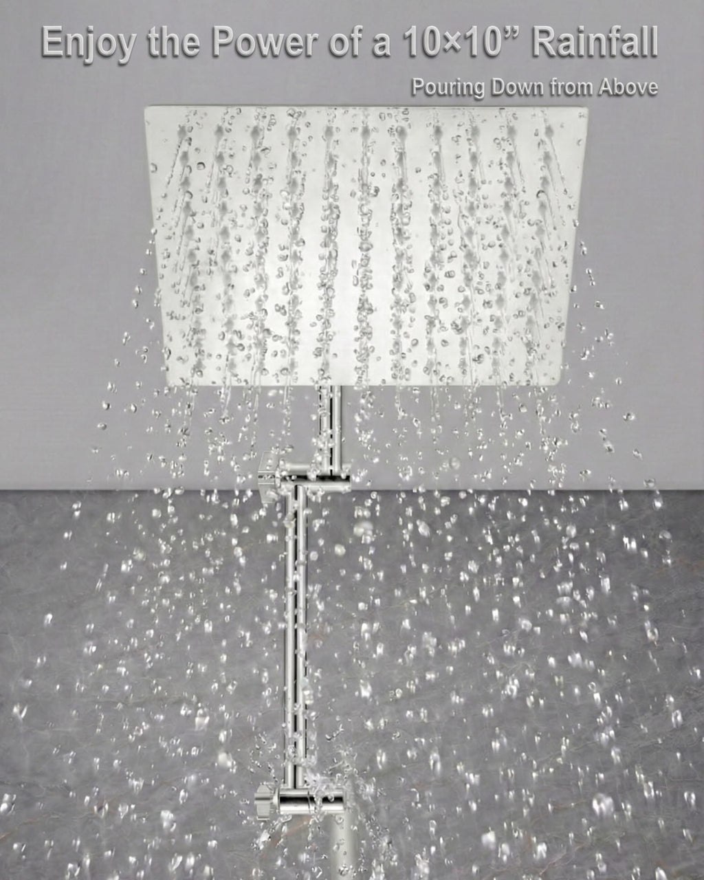 All Metal Rain Shower Head, 10'' High Pressure Rainfall Square Showerhead with 16" Shower Head Extension Arm