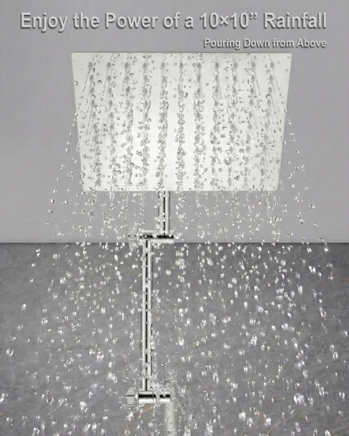 All Metal Rain Shower Head, 10'' High Pressure Rainfall Square Showerhead with 16" Shower Head Extension Arm