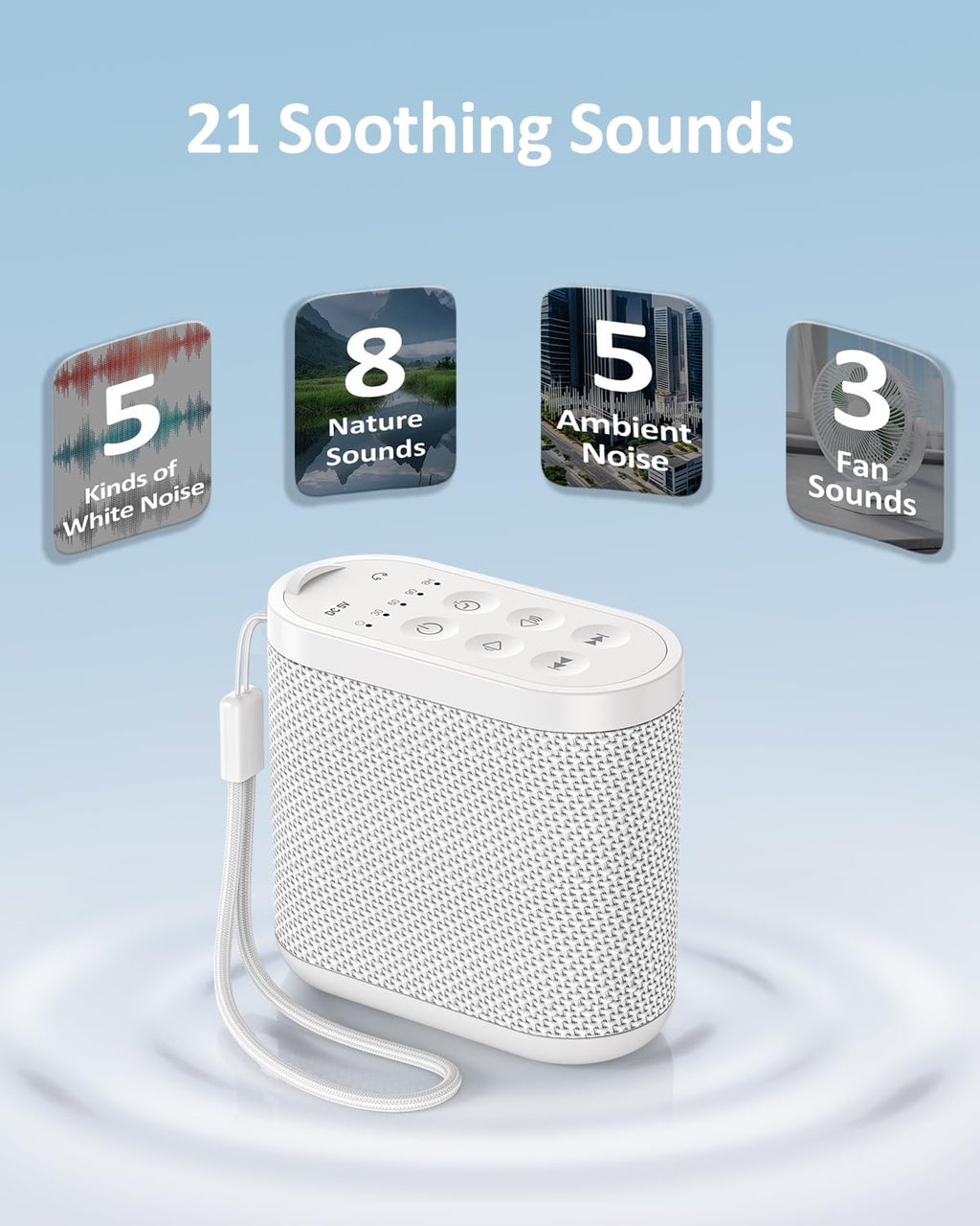 Portable Travel Sound Machine White Noise Machine for Sleeping : Super Long-Lasting & Rechargeable Battery, Headphone