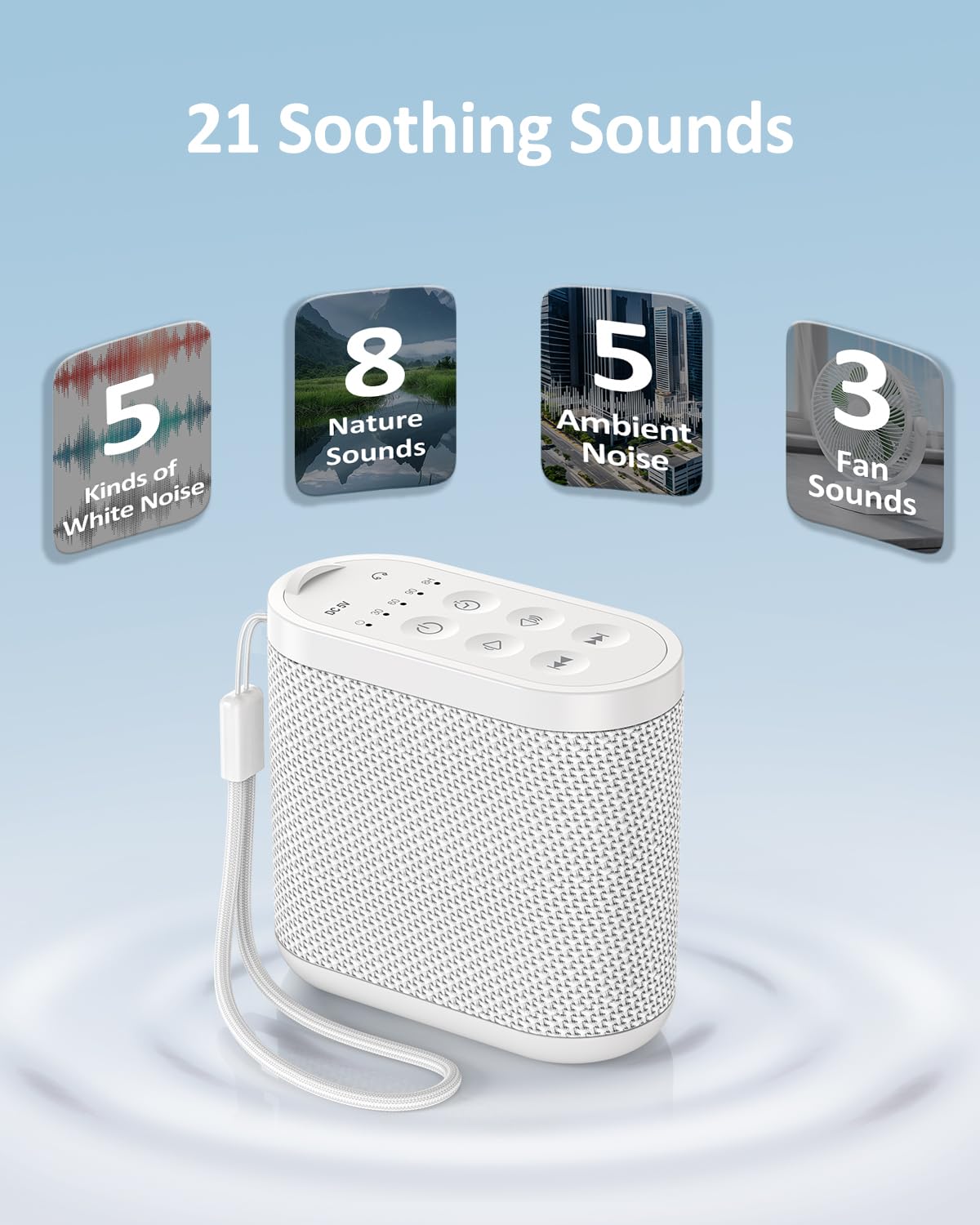 Portable Travel Sound Machine White Noise Machine for Sleeping : Super Long-Lasting & Rechargeable Battery, Headphone