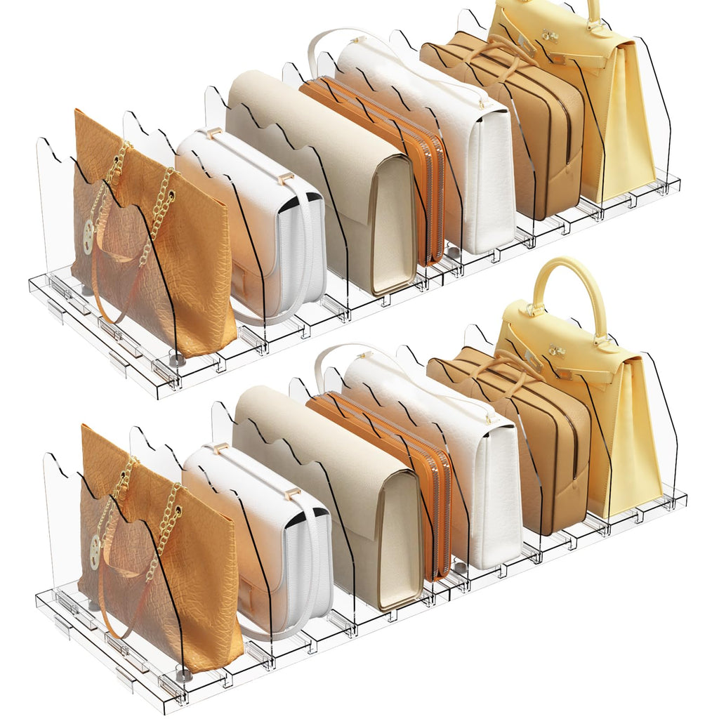 Adjustable Shelf Divider for Closet,2 Pcs Clear Purse Organizer