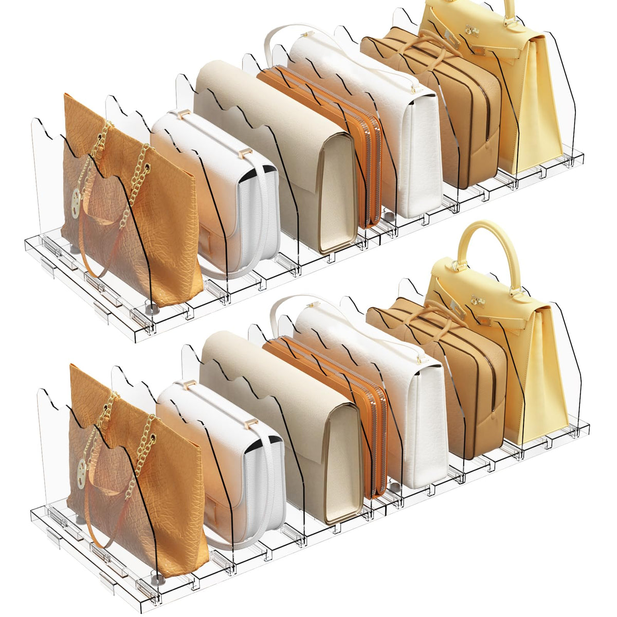 Adjustable Shelf Divider for Closet,2 Pcs Clear Purse Organizer