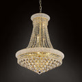 Modern Gold Crystal Empire Chandelier with Cascading Drops for Dining Rooms