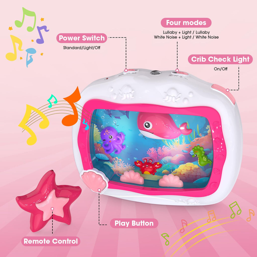 Aquarium Toy, Sleep Soother Musical Infant Toys, Tummy Time Toys & Crib Toy, Sea Animal Sensory Dream Soother for