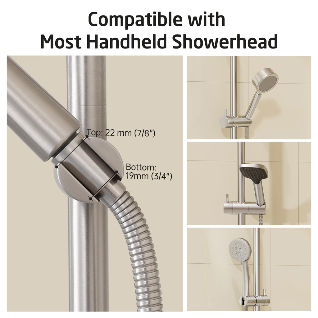 Bathroom Shower Slide Bar 40-Inch with Adjustable Handheld Shower Head Holder Wall Mounted SUS 304 Stainless Steel