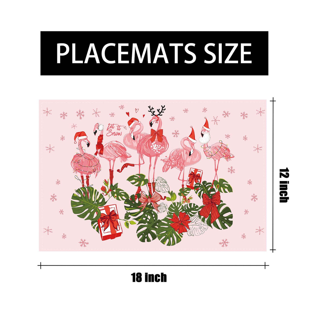 Pink Hawaiian Christmas Placemats Set of 4, Xmas Decorations