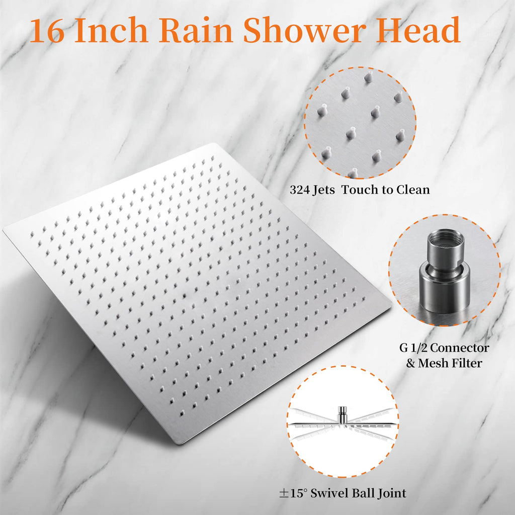 16 Inch Square Rain Shower Head