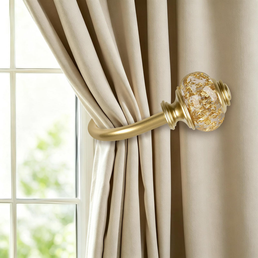 Gold Curtain Holdbacks, Decorative Drapery Tiebacks, 2 Pack/1 Pair
