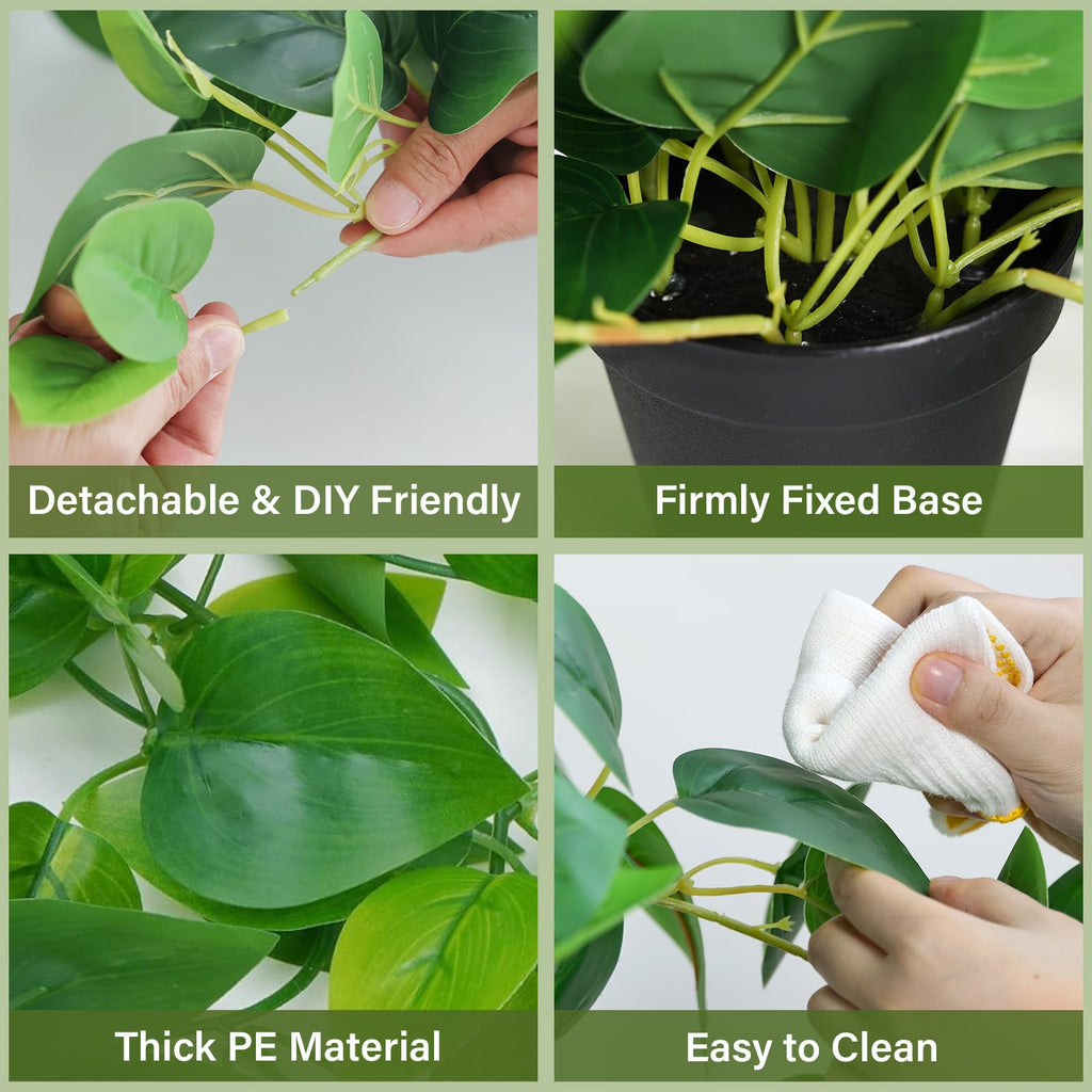 Artificial Pothos Plant in Pot, 1 Pack for Desk and Shelf Decor