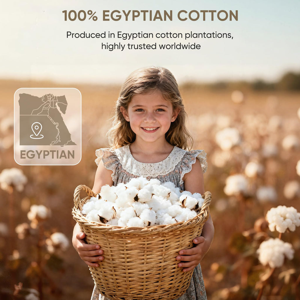 1200 Thread Count Egyptian Cotton 100% Bed Sheet Set, Solid Thickness, Long-Lasting Durable Construction, Resists