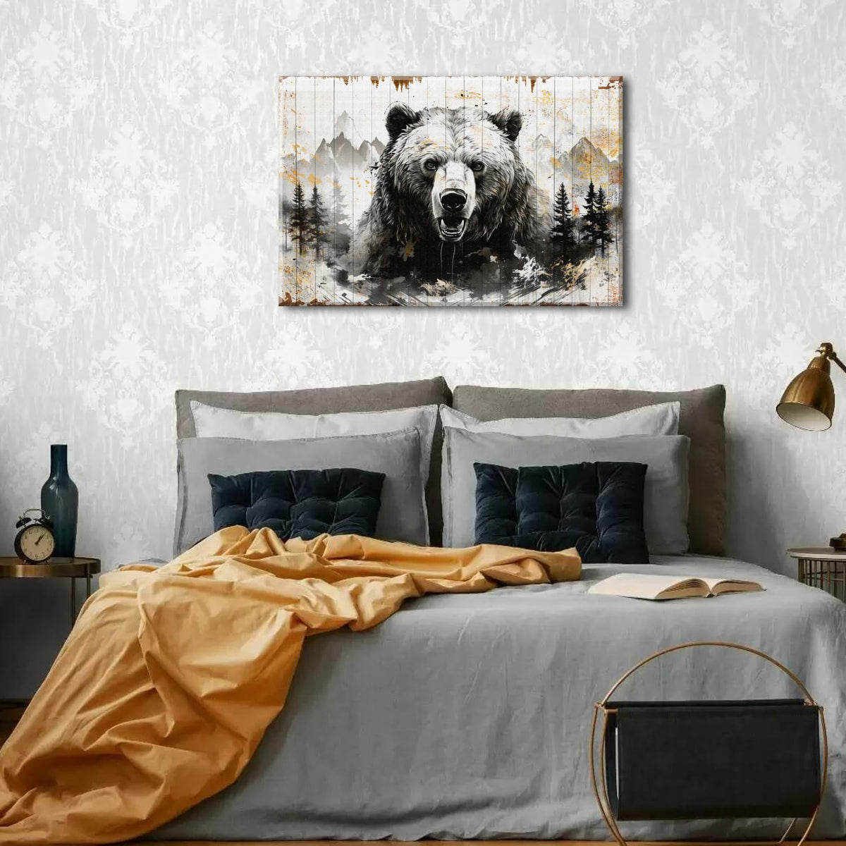 Canvas Wall Art Abstract Animal Wall Decor Forest Painting Lodge Bedroom Woodland Nursery Decorations Nature Jungle