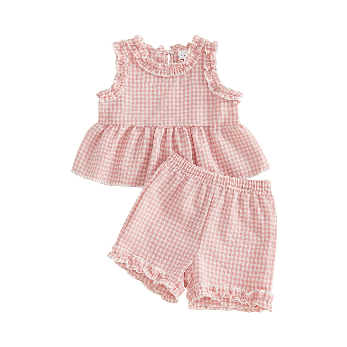 Toddler Baby Girl Summer Outfits Plaid Ruffle Sleeveless Shirt Tank Dress Top and Shorts Summer Clothes Set 2 Piece