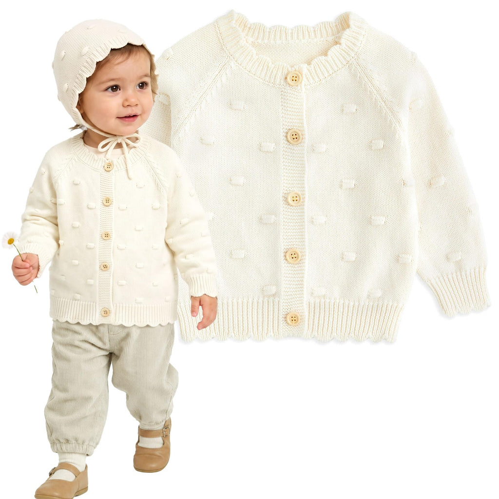 Baby Girl Cardigan,Cream Embroidery