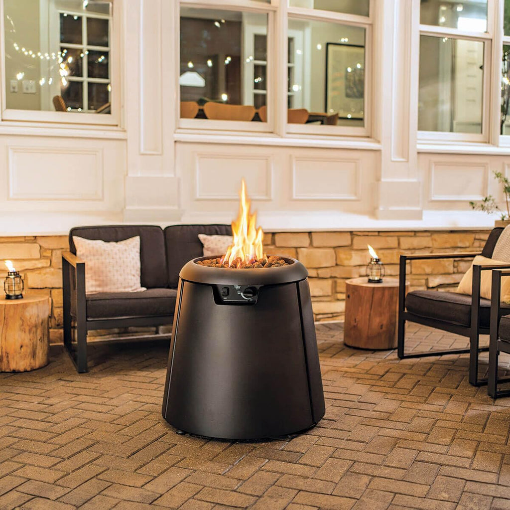 28.5-Inch Customizable Propane Fire Pit, 40, 000 BTU Outdoor Gas Fire Pit with Lava Rocks & Burner Cover - Modern