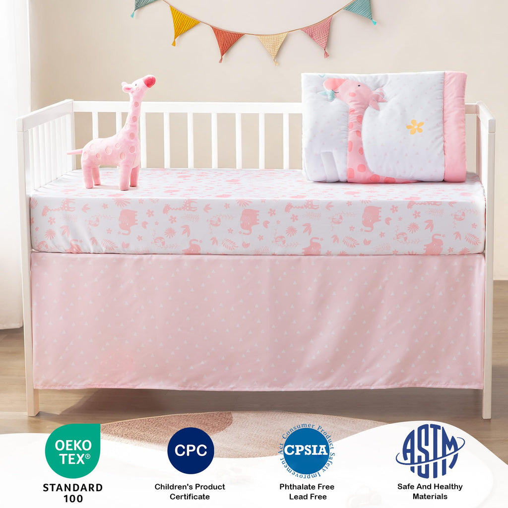 Crib Bedding Set with Plush Toy for Baby Boys Girls, Oeko-Tex