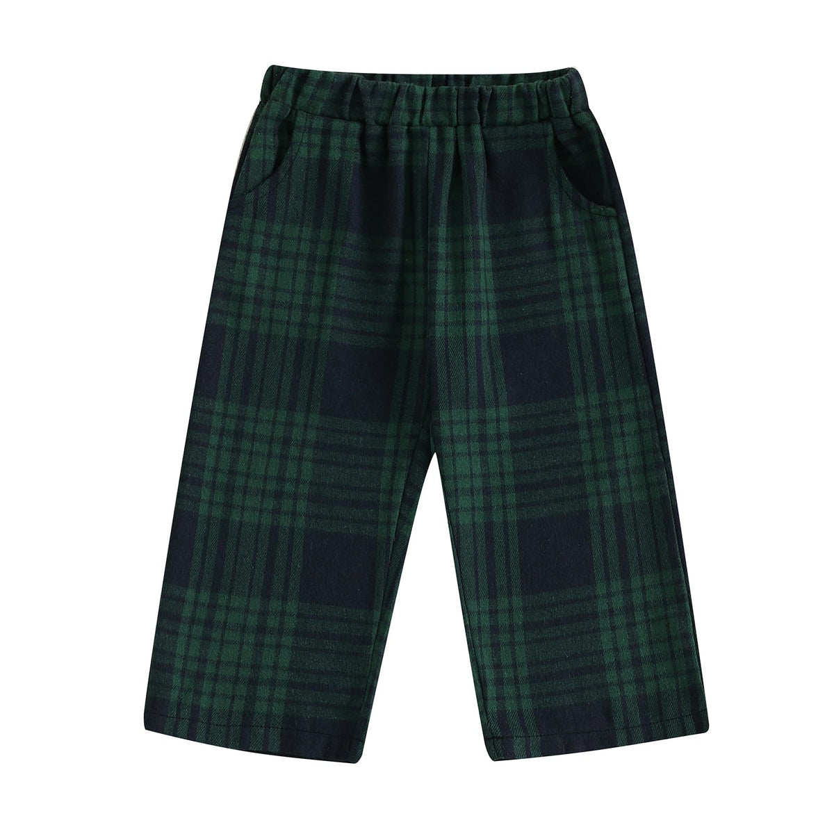 Toddler Baby Boy Girl Gingham Pants Retro Flannel Plaid Pants Fall Winter Elastic Waist Long Trousers with Pockets
