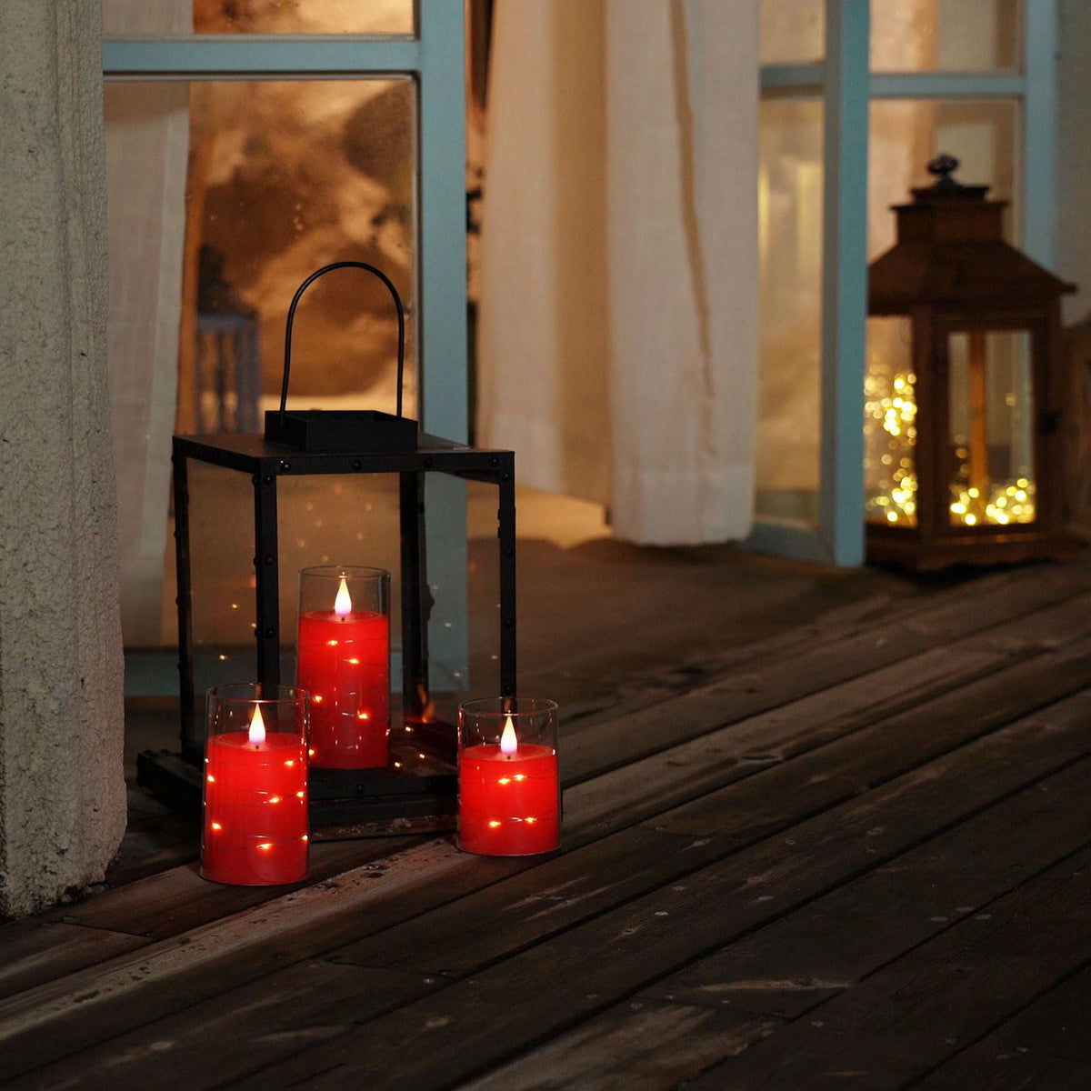 Flickering Flameless Candles with String Lights, Battery Operated Candles, Embedded String Lights LED Candles
