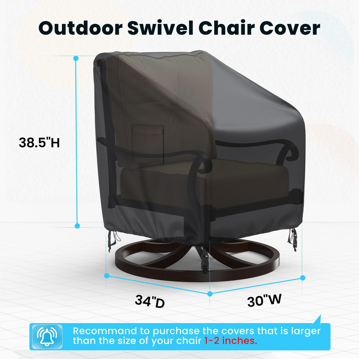 Outdoor Swivel Lounge Chair Cover, 2 Pack Waterproof Outdoor Chair Covers, Heavy Duty for Outdoor Furniture, 30"