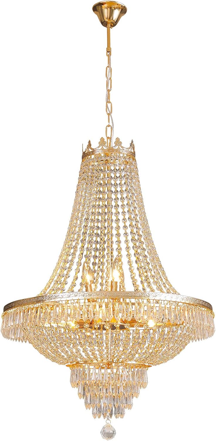 Modern Gold or Silver French Empire Crystal Chandelier for Bedrooms and Dining
