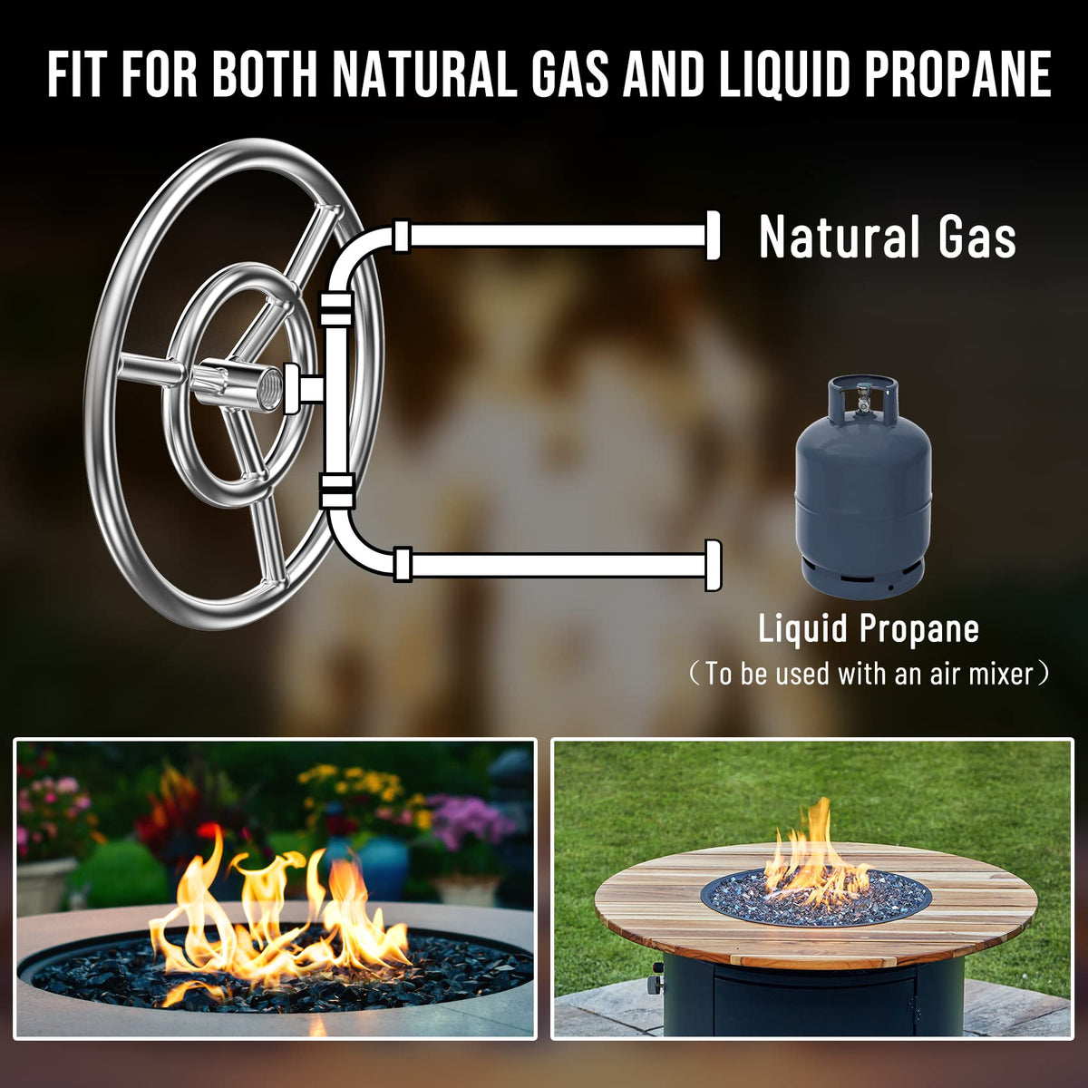 12-Inch Round Fire Pit Burner Ring