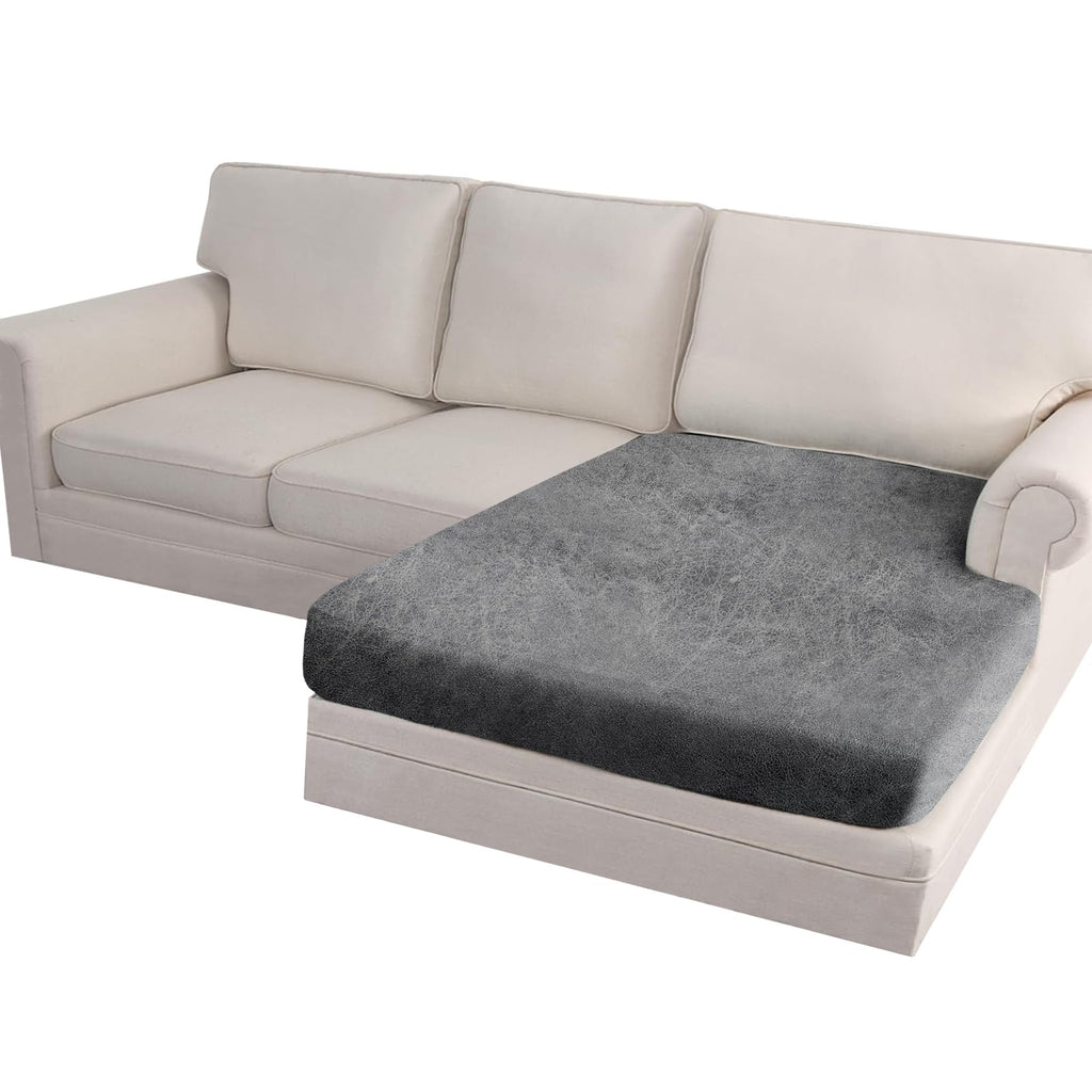 Sectional Couch Cushion Cover Leather-Look 1PC Stretch Chaise Seat Slipcover Individual Sectional Cushion Protector