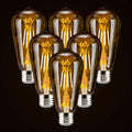 LED Dimmable Edison Light Bulbs 4W, 2200K-2400K Warm White (Amber Glass) ST64, E26 Base
