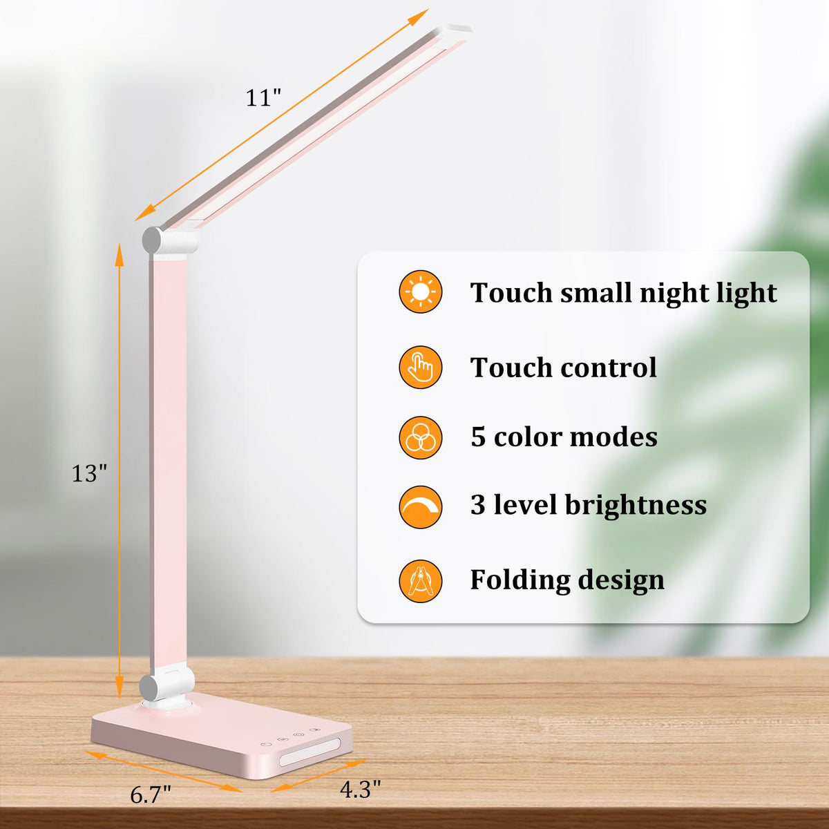 LED Desk Lamp with USB Ports,Touch Desk Lamps with 5 Modes