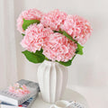 Real Touch Pink Hydrangea Artificial with Stems, Fake Silk for Outdoors, 3 Pcs Artificial Decor Wedding Bouquets