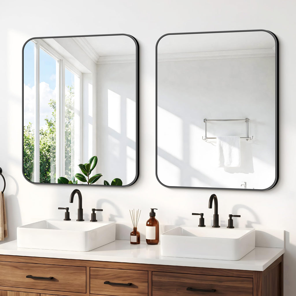 24x30 inch Bathroom Mirror 2-Pack, Black Rectangle Mirror