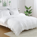 Ruffle Duvet Cover Set, Washed Microfiber, Three Pieces for Easy Bedding