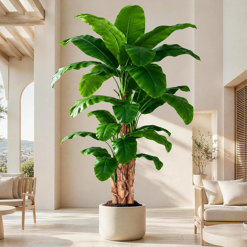 10ft Extra Tall Artificial Banana Tree, Fake Banana Leaf Plant with 27 Faux Banana Leaves, Perfect Indoor Outdoor