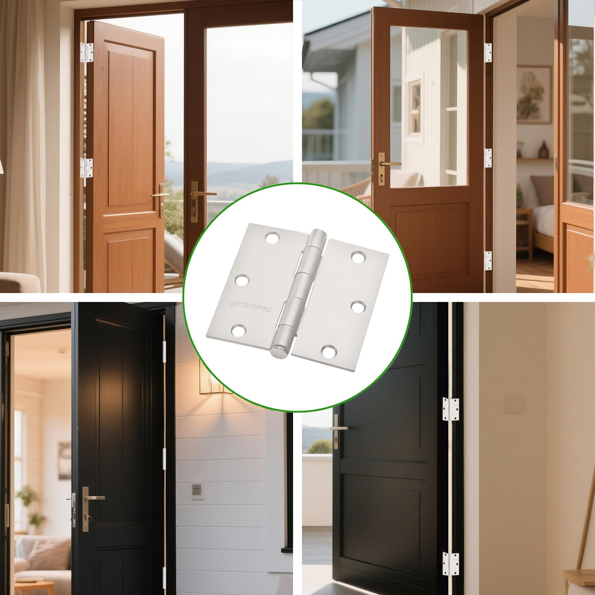 6 Pack White Door Hinges, 3.5 x 3.5 Inch White Hinges for Interior Doors 3 1/2 Inch Hinges for Residential Doors