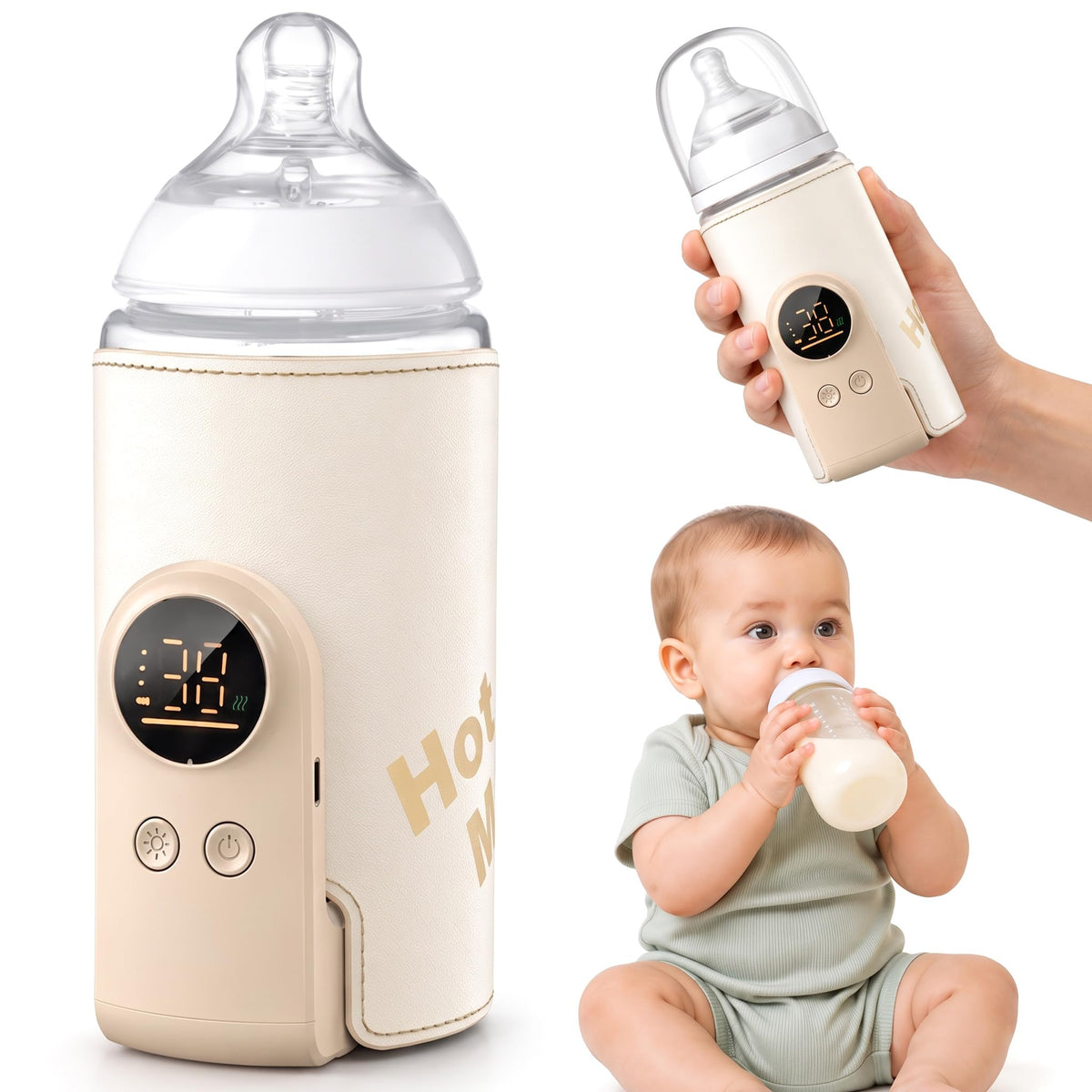 Portable Baby Bottle Warmer for Travel, Fast Heating, Rechargeable
