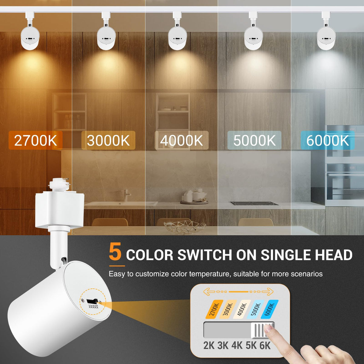 LED Track Lighting Kit with 13FT Rails, 10W White
