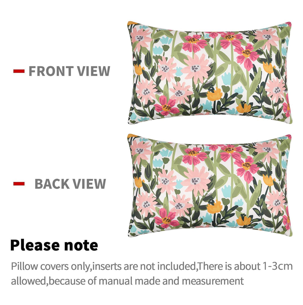 Outdoor Pillows Cover Pack of 2 Floral Waterproof Throw Pillow Covers 12X20 inch Outdoor Lumbar Pillows Furniture