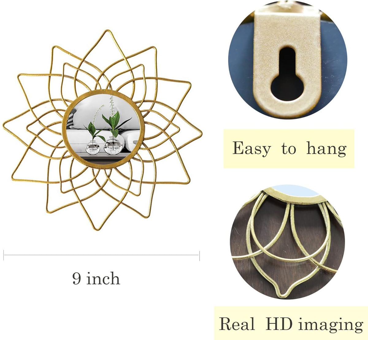 Champagne Gold Round Mirrors for Wall, Decorative Mirrors for Wall Decor