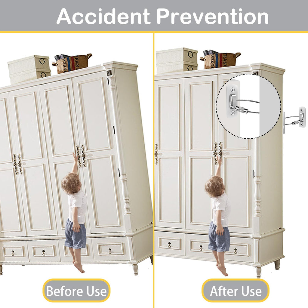 Baby Proof Furniture Anchors (12 Pack), Quick-Release Steel Straps