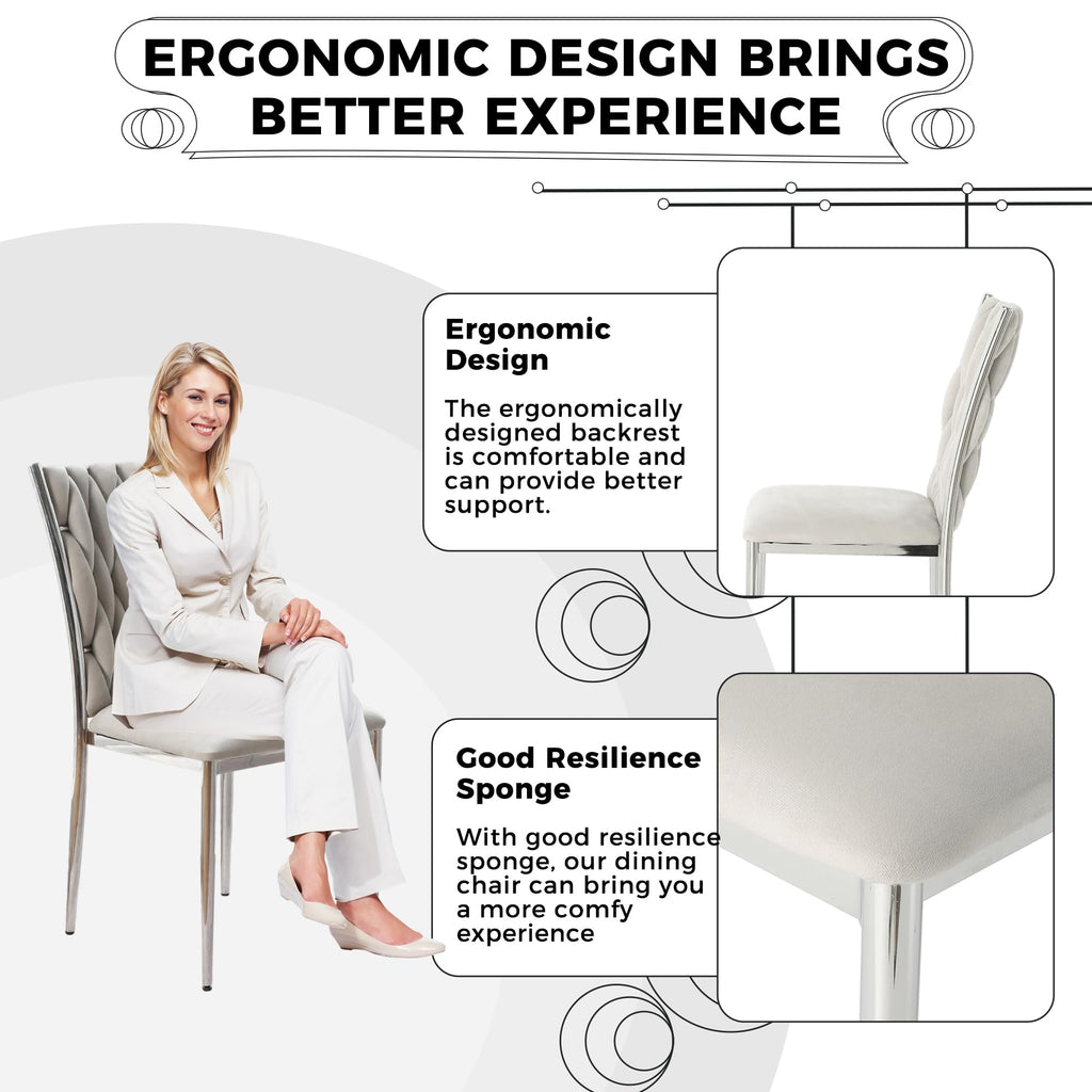Light Grey Velvet Dining Chairs Set of 4