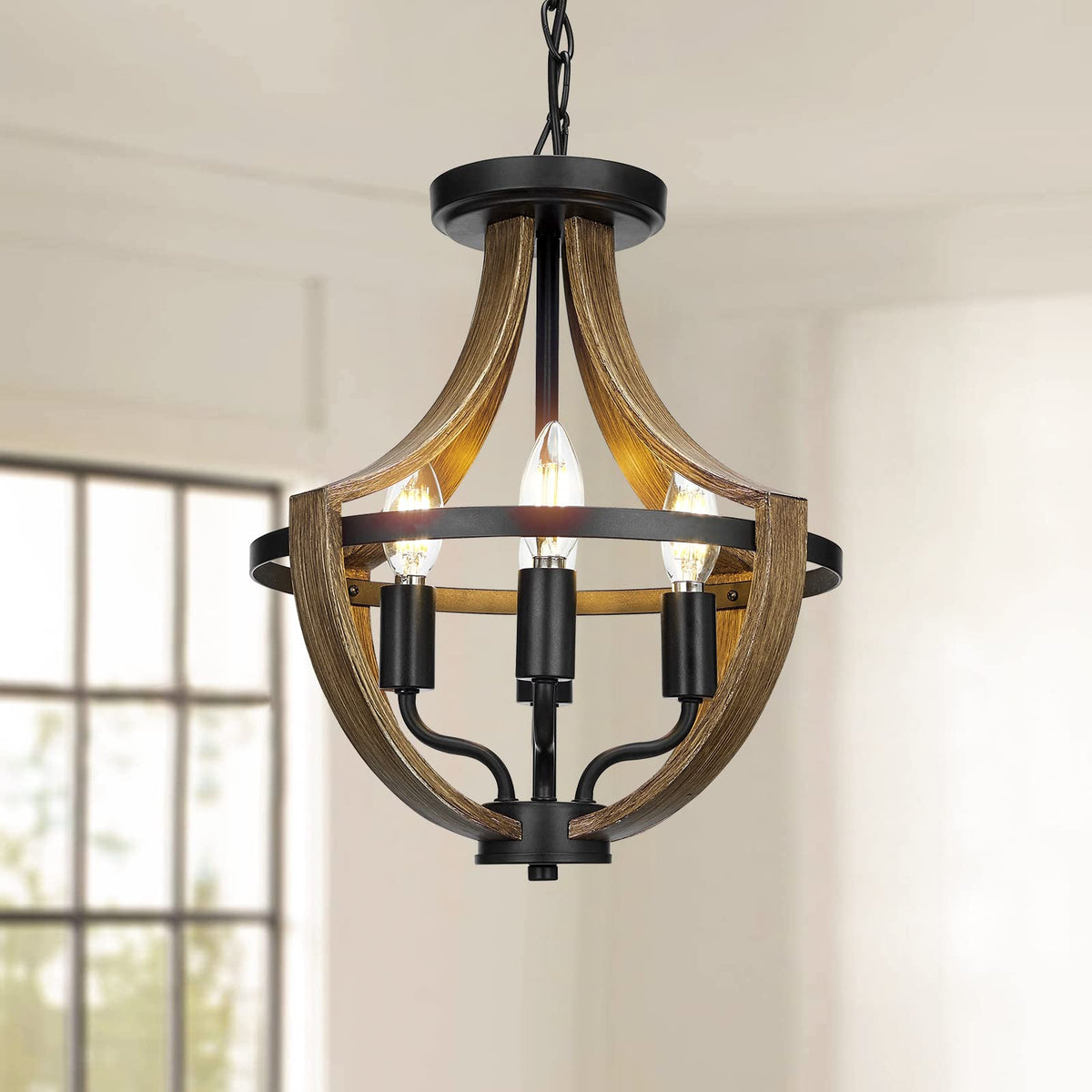 13.1" Modern Farmhouse Hanging Pendant Lighting, 4-Light Rustic Interior Flush Mount Ceiling Light Fixture, Vintage