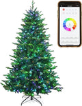 Pre-lit Artificial Christmas Tree, 5 to 8 ft, Hinged with LED Lights & Metal Stand
