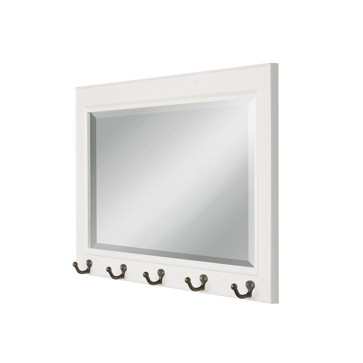 Pub Mirrors with 5 Metal Hooks, White