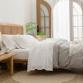 100% Washed Cotton Linen Feel Sheet Set, Solid Off White