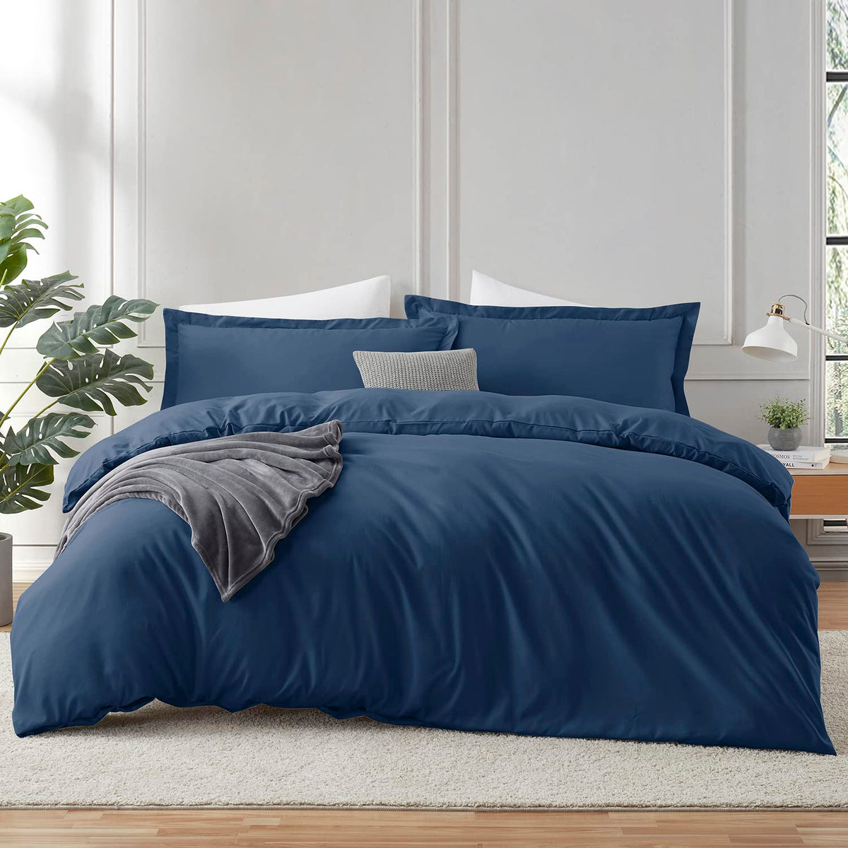Navy Blue Duvet Cover, 3 Piece Bedding Set