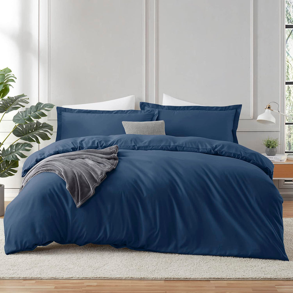 Navy Blue Duvet Cover, 3 Piece Bedding Set